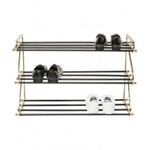 KARE DESIGN Walk Big skohylde - messing og sort metal, m. 3 hylder